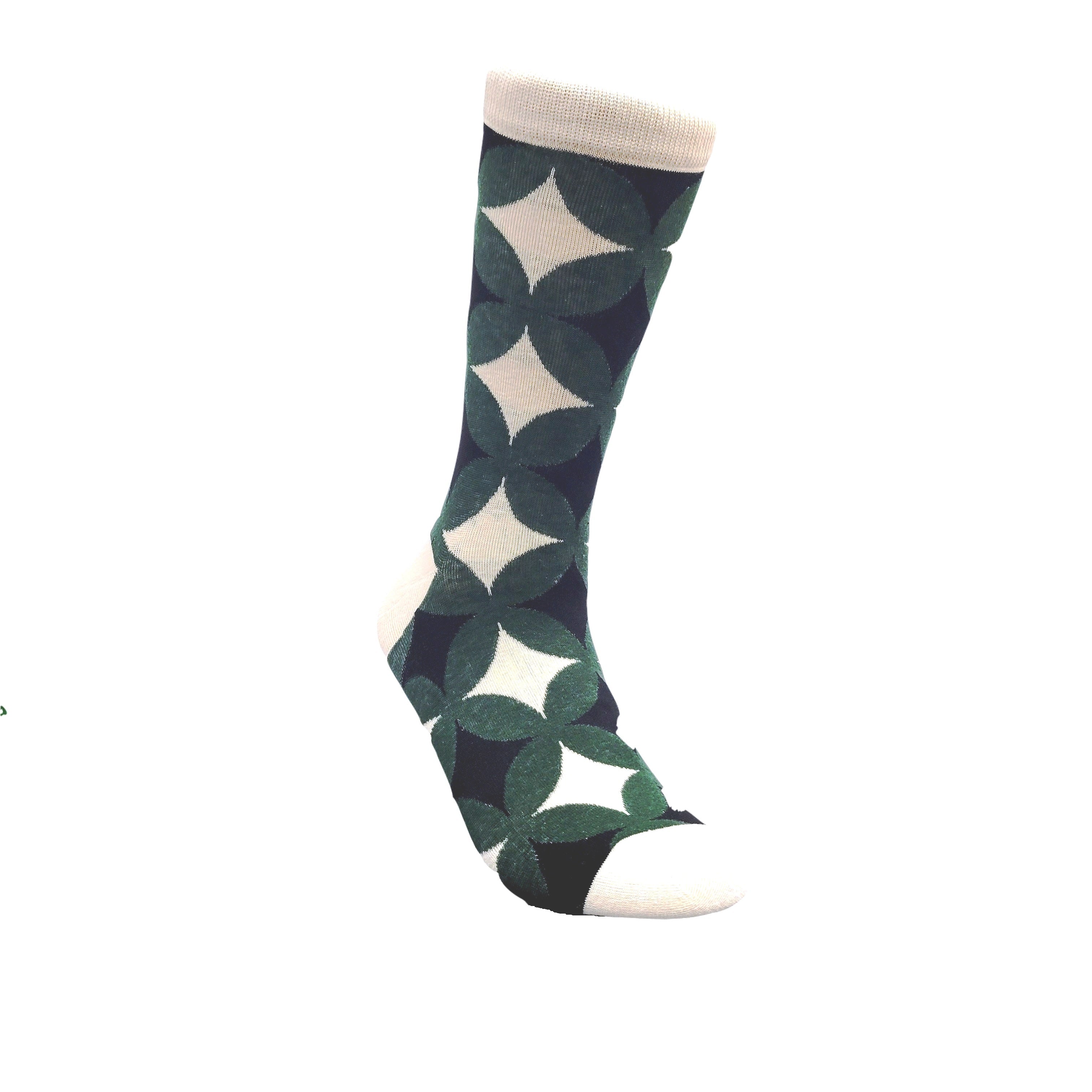 Green Avocado Colored Geometric Patterned Socks from the Sock Panda (Adult Large)