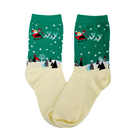 Santa Claus with his Reindeer Socks (Adult Medium - Women's Shoe Sizes 5-10)