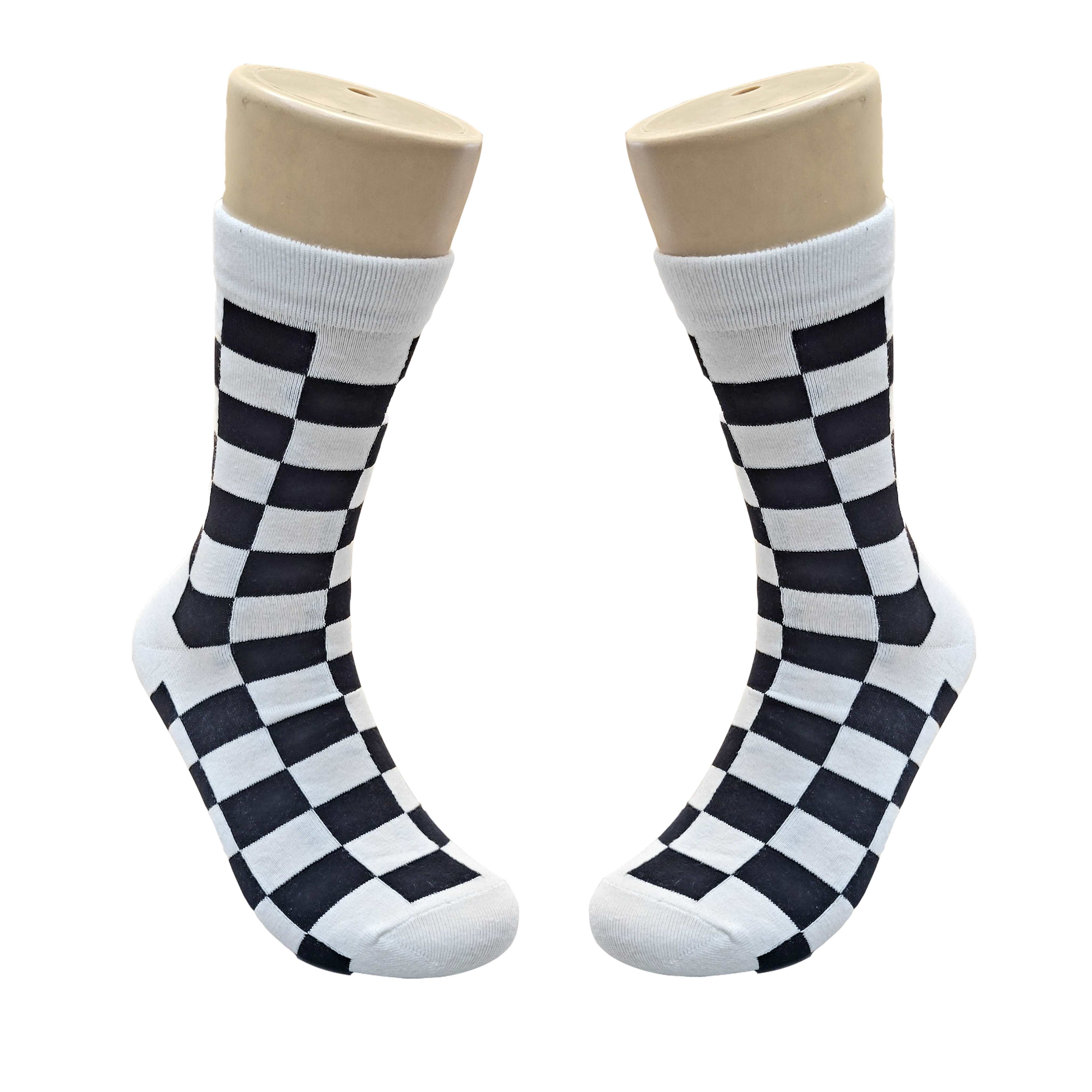 Black and White Checkered Socks from the Sock Panda (Adult Large - Men's Shoe Sizes 8-12)