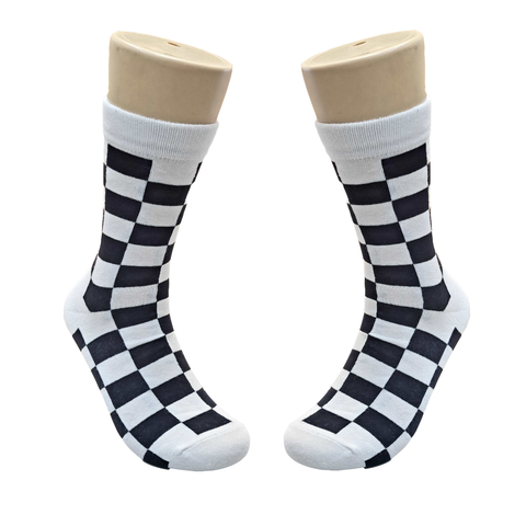 Black and White Checkered Socks from the Sock Panda (Adult Large)