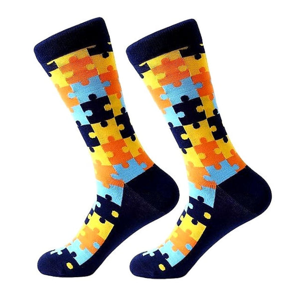 Puzzle Pieces Colorful Pattern Socks from the Sock Panda