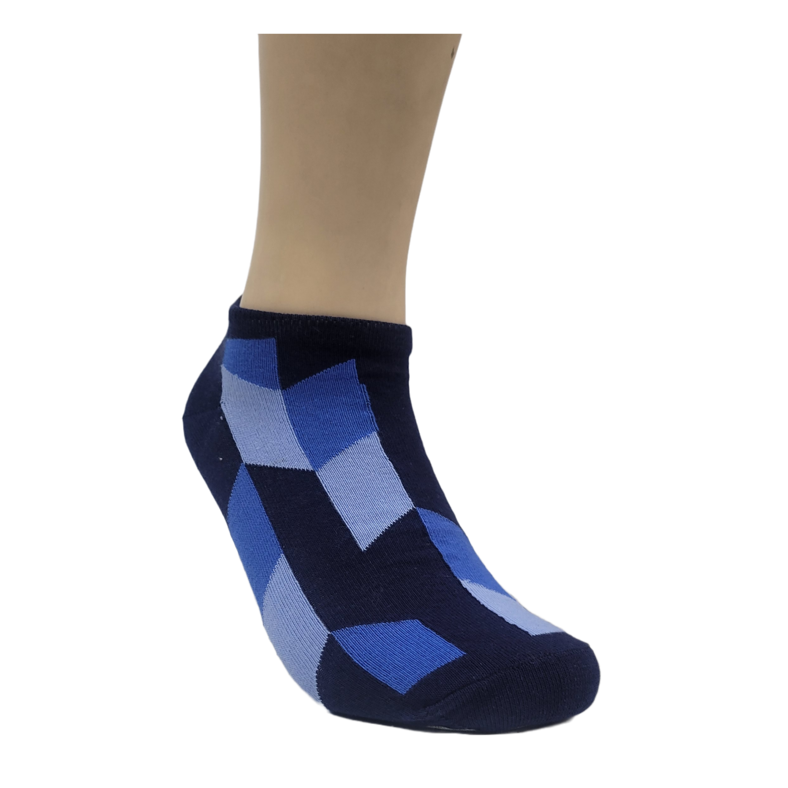 Blue Patterned Ankle Socks (Adult Medium)