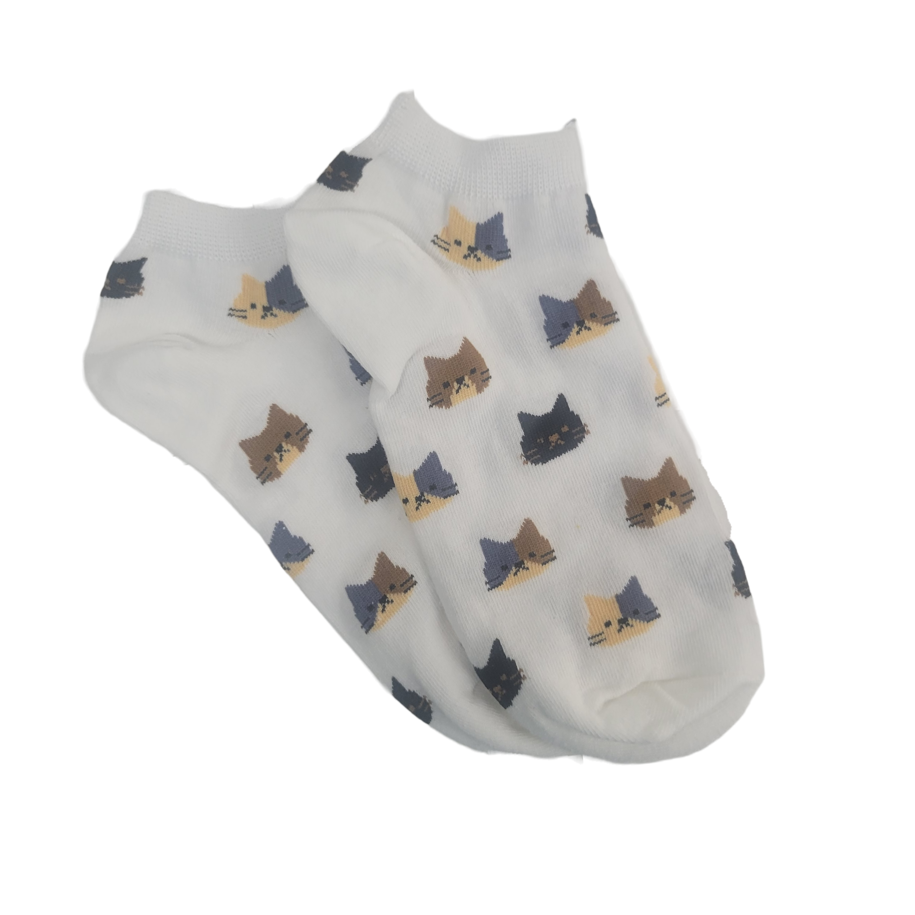 Kitty Cat Face Patterned Short Ankle Socks (Adult Medium)