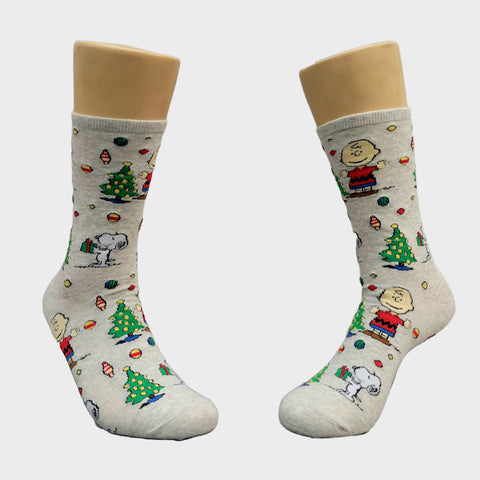 Snoopy and Charlie Brown Peanuts Christmas Socks (Adult Medium)