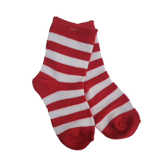 Red and White Striped Holiday Socks (Ages 3-5 & 5-7))
