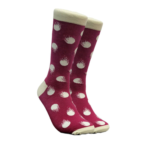 Dark Red and White Patterned Socks (Adult Large - Men's Shoe Sizes 8-12)