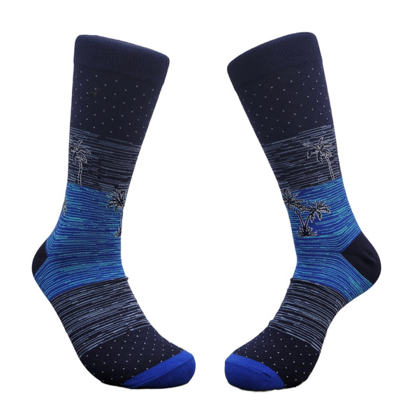 Blue Ocean Palm Tree Socks (Adult Large)