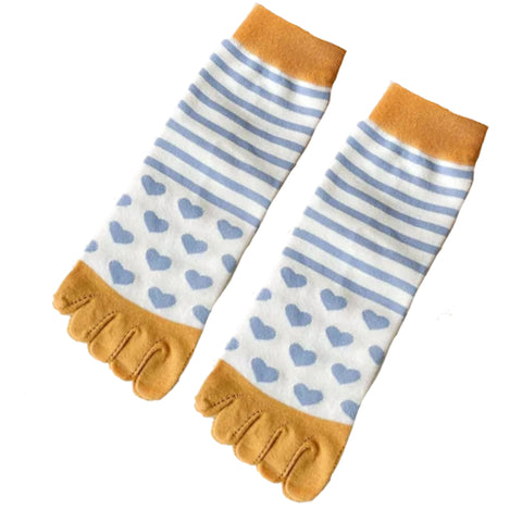 Hearts and Stripes Toe Socks (Adult Medium)