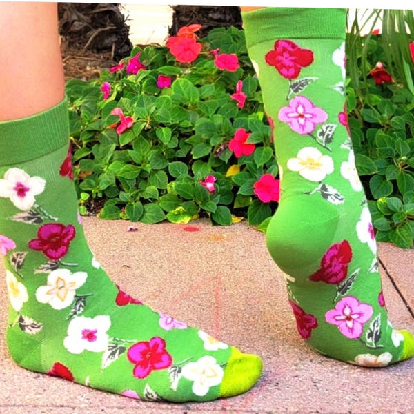 Wonderful Pansy Flower Socks from the Sock Panda