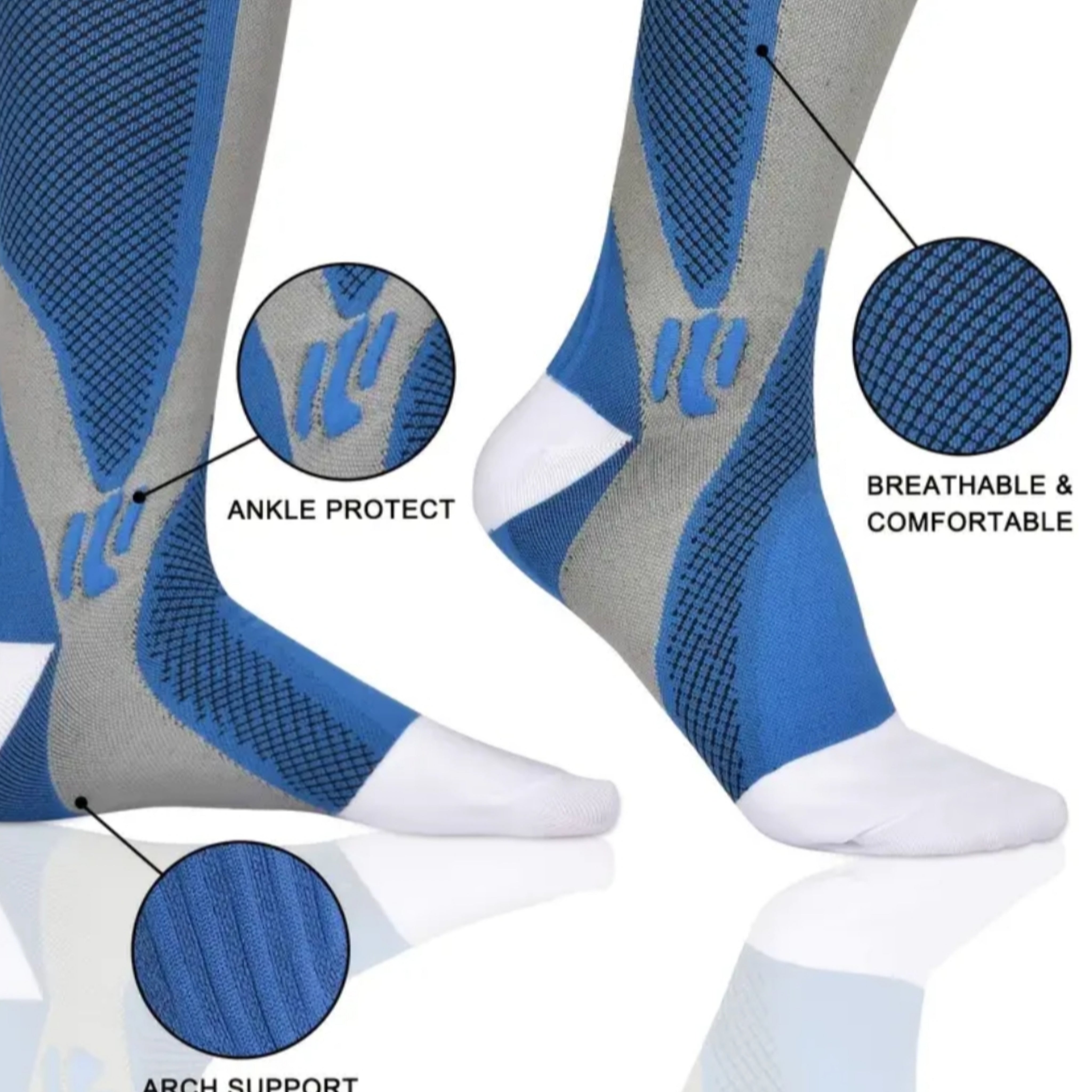 Blue Sport Knee High - (Compression Socks)