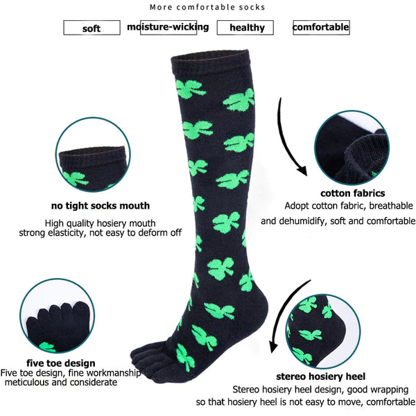 Clover Pattern Knee High Socks (Toe Socks)