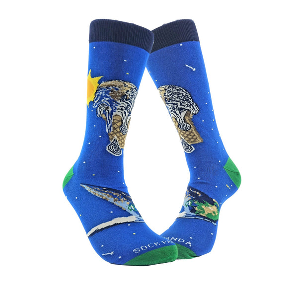 Ice Cream Cone Earth Socks from the Sock Panda (Adult Large)
