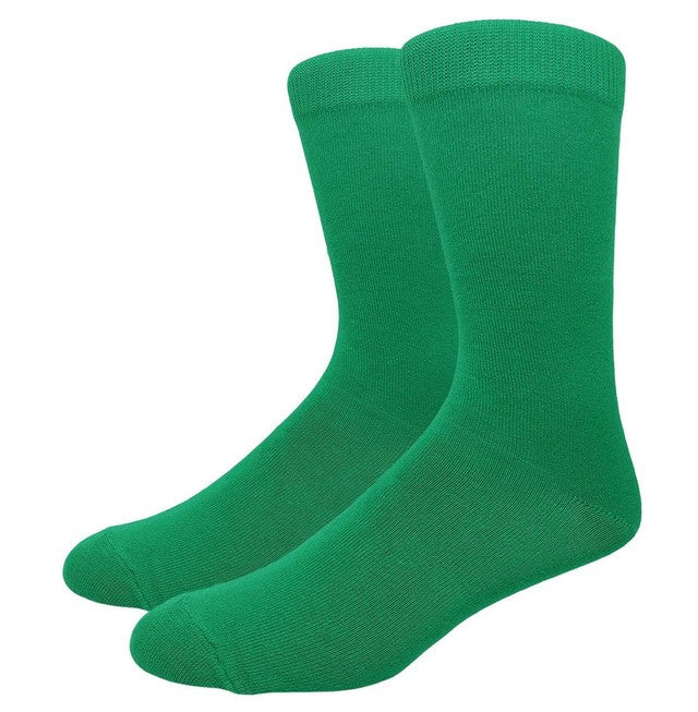 Solid Color Crew Cotton Dress Socks - Kelly Green