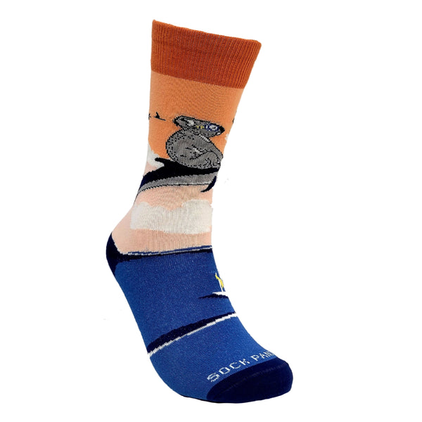 Koala Riding a Dolphin Socks from the Sock Panda (Adult Small)