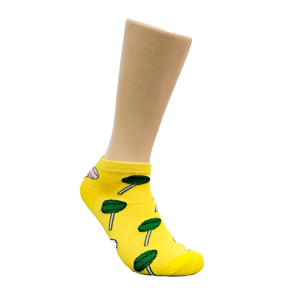 Orange Slices on a Mustard Yellow Ankle Socks (Adult Medium)