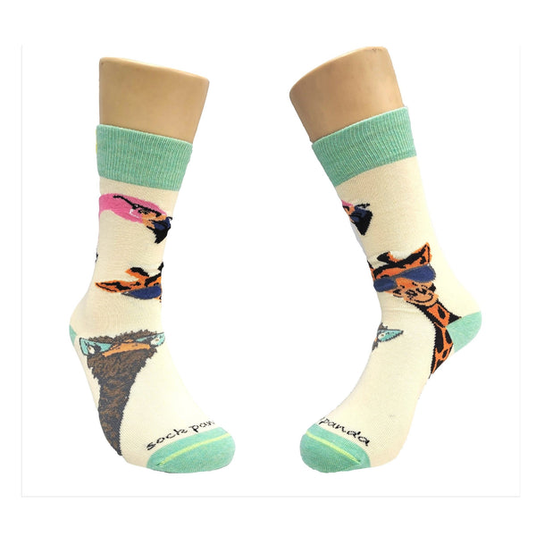Long Necked Animals Wearing Glasses Socks from the Sock Panda (Adult Small)