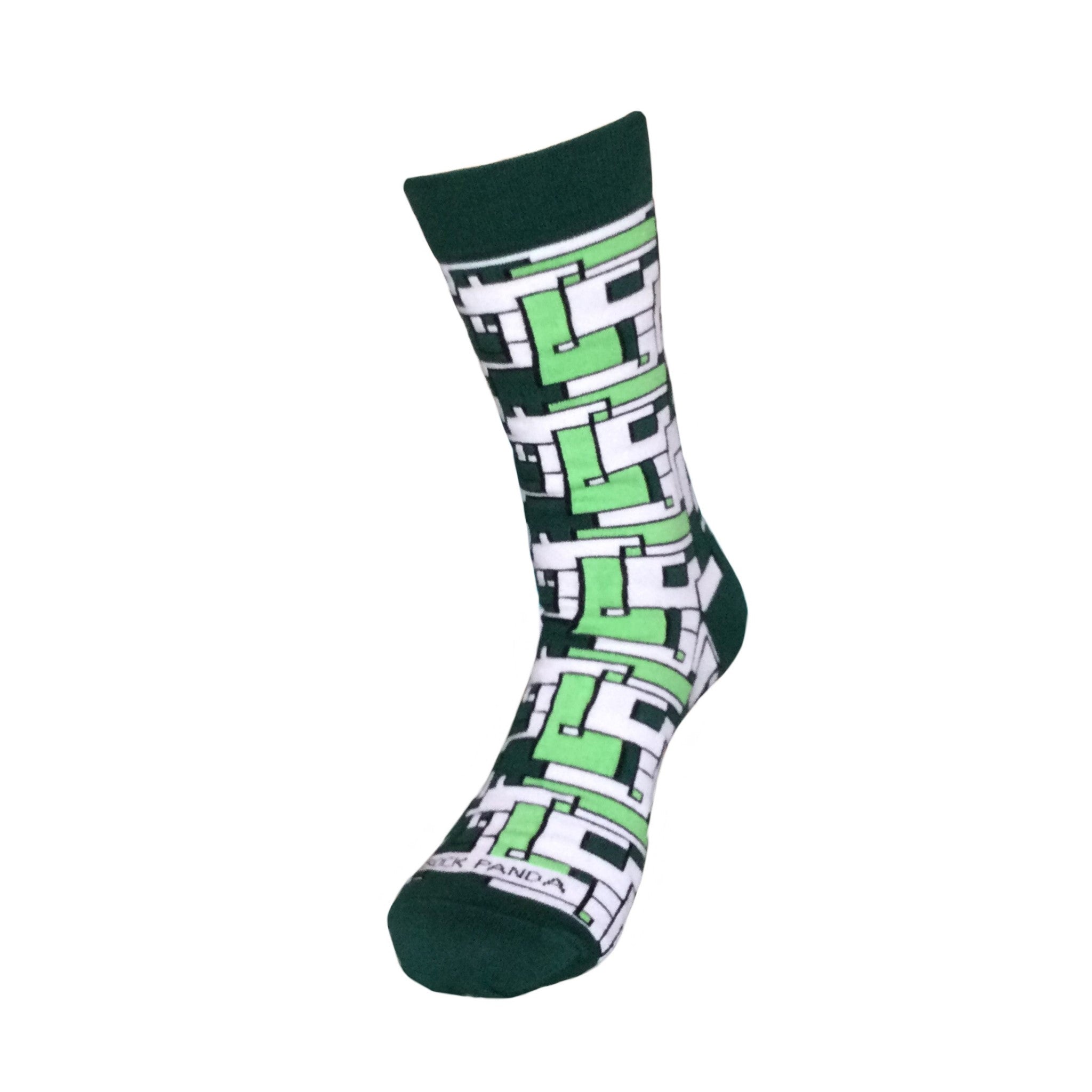 Green Tetris Patterned Office Socks from the Sock Panda
