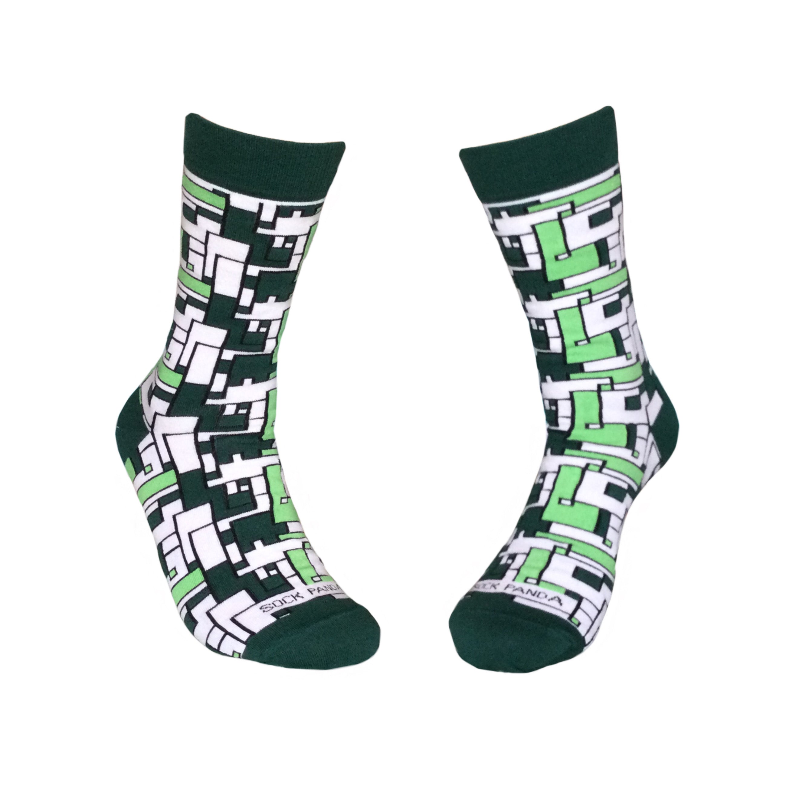 Green Tetris Patterned Office Socks from the Sock Panda