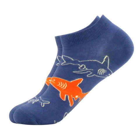 Shark Pattern Ankle Socks (Adult Large - Men's Shoe Sizes 8-12)