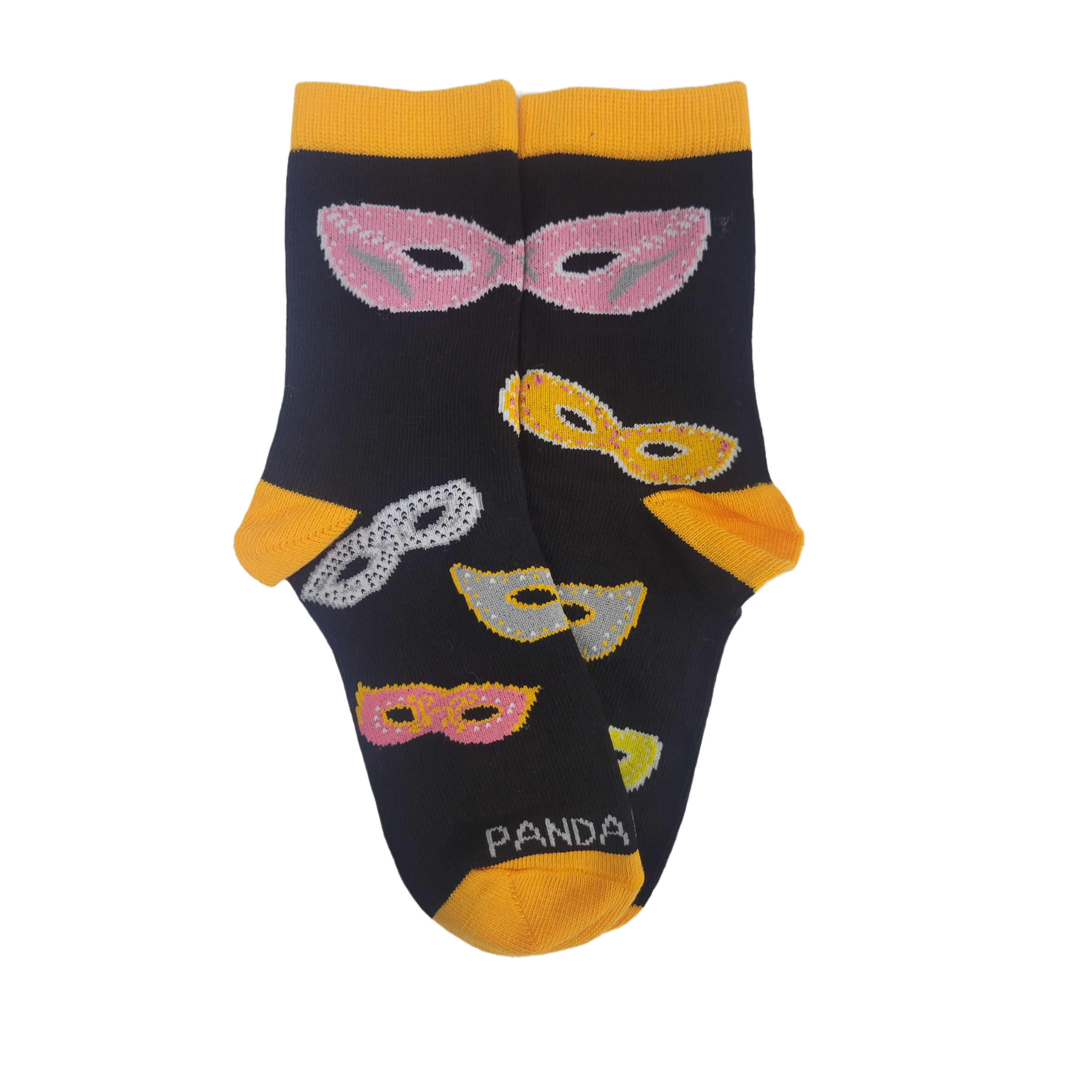 Masquerade Mask Socks with Orange Trim (Ages 3-7)