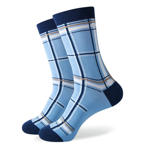 Blue Plaid Tartan Patterned Socks from the Sock Panda (Adult Large)
