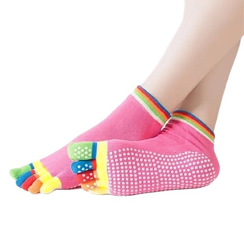 Pink Yoga Rainbow Toe Socks (Adult Medium)
