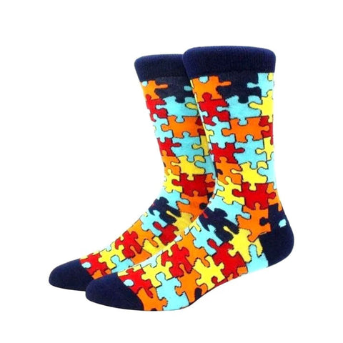 Puzzle Pieces Jigsaw Colorful Pattern Socks from the Sock Panda