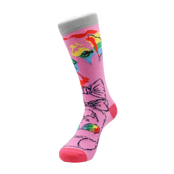 Pink Reflective Rainbow Dog Socks