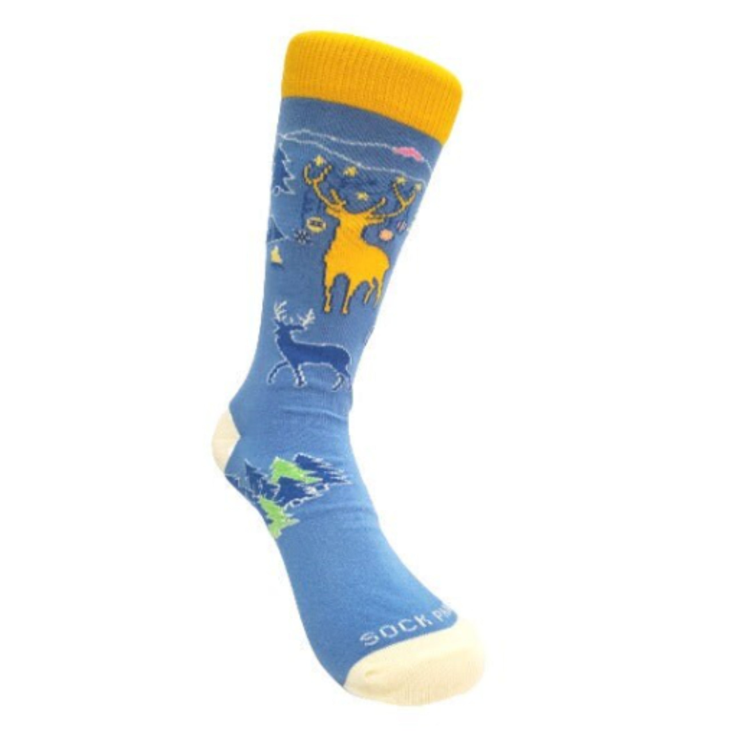 Reindeer Campgrounds in the Mountains Holiday Socks (Adult Small)