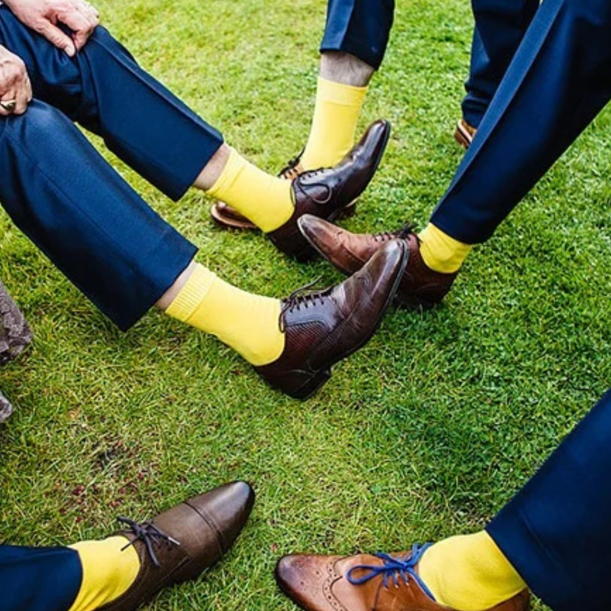 Solid Color Crew Cotton Dress Socks - Yellow