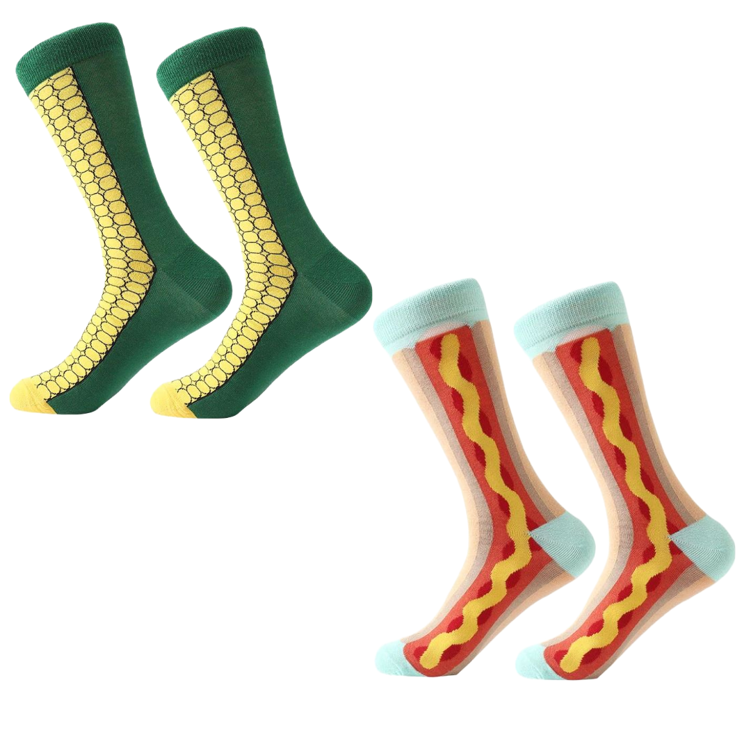 Two Pack of Outdoor Grill Picnic (Hot Dog and Corn on the Cob) Socks from the Sock Panda