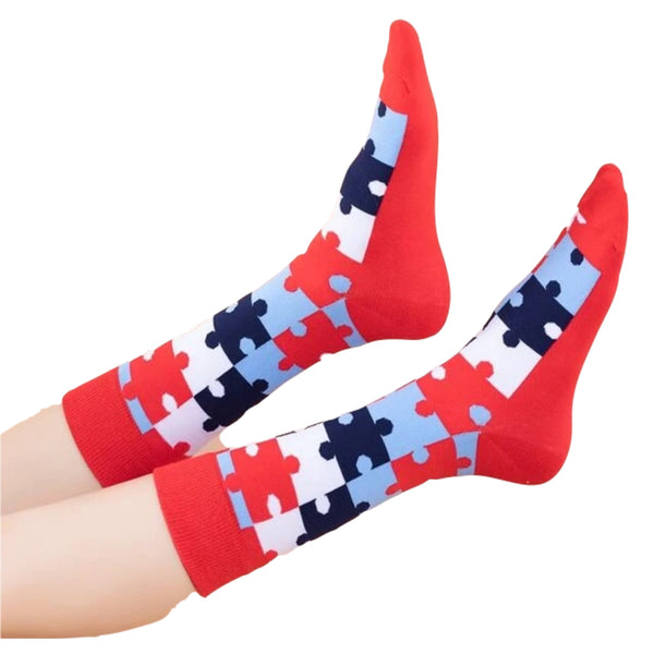 Puzzle Pieces Pattern Socks from the Sock Panda (Adult Large)