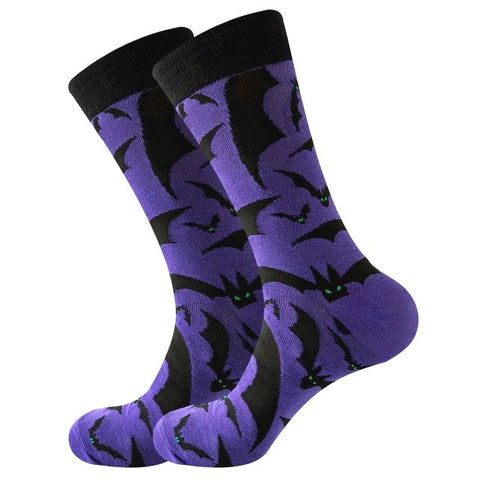 Bat Pattern Purple Socks (Adult Large)