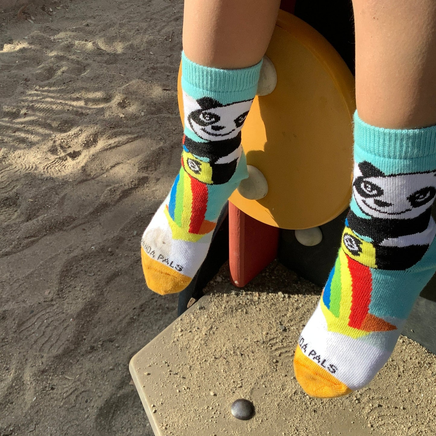 Panda Hugging Rainbow Socks from the Sock Panda (Ages 3-7)