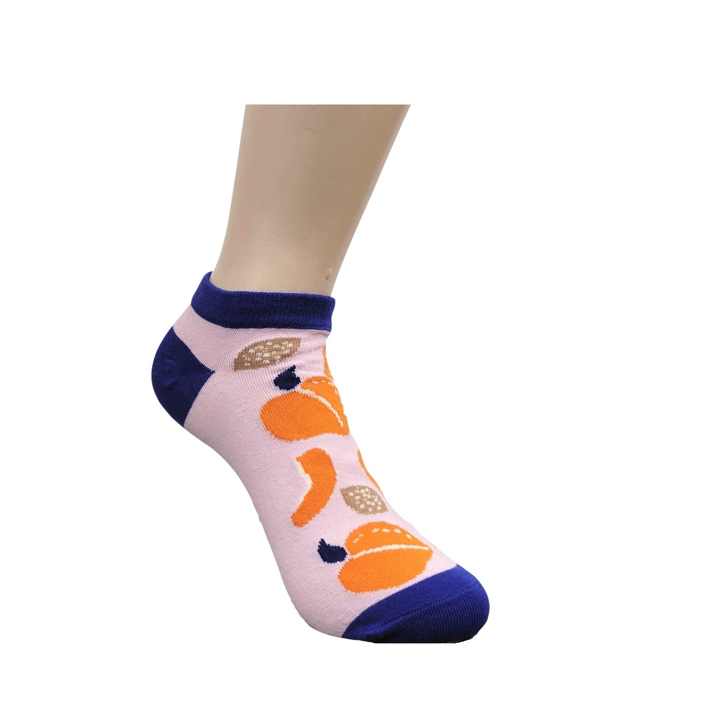 Peach Patterned Ankle Socks (Adult Medium)