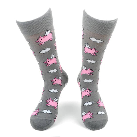 Flying Pigs Socks (Adult Large - Men's Shoe Sizes 8-12)