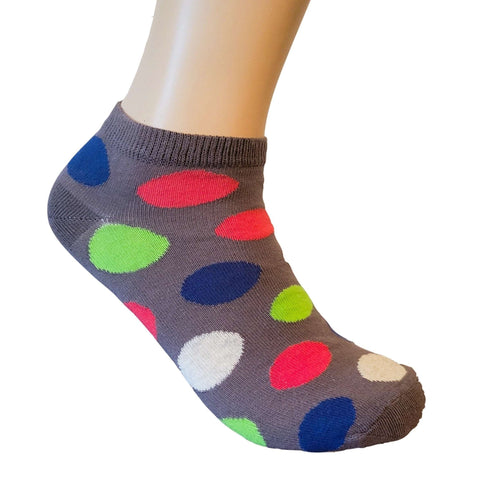 Colorful Polka Dot Patterned Ankle Socks (Adult Medium)