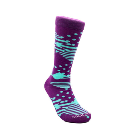 Exciting Purple and Baby Blue Patterned Socks from the Sock Panda