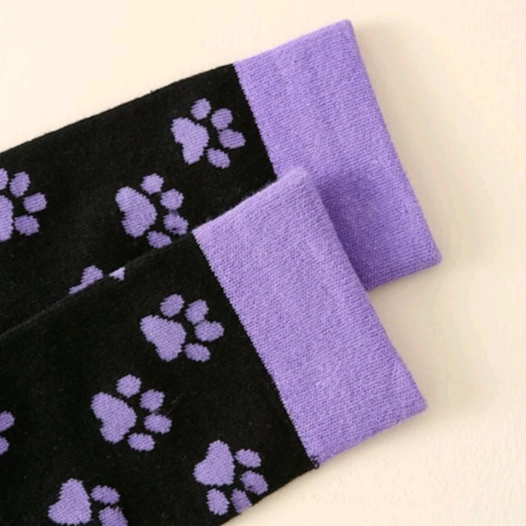 Purple Paw Print Dog Lover Socks from the Sock Panda