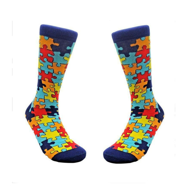 Puzzle Pieces Jigsaw Colorful Pattern Socks from the Sock Panda