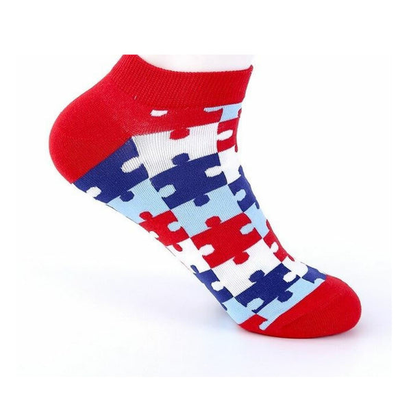 Puzzle Pattern Ankle Socks (Adult Large)