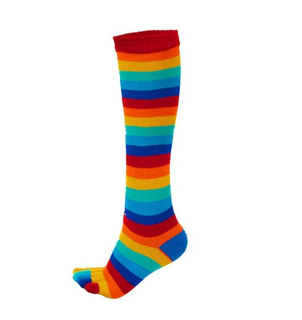 Purple Rainbow Knee High Socks (Toe Socks)