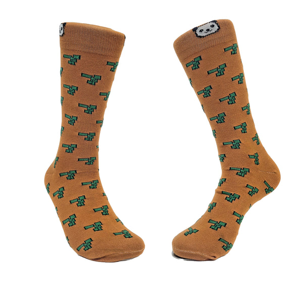 Rust Colored Rectangle Patterned Socks from the Sock Panda