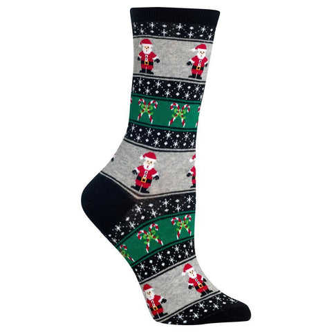 Santa Pattern Crew Socks  (Adult Medium)