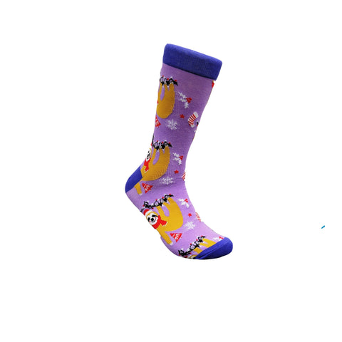 Festive Christmas Sloth Socks from the Sock Panda (Adult Large - Men's Shoe Sizes 8-12)