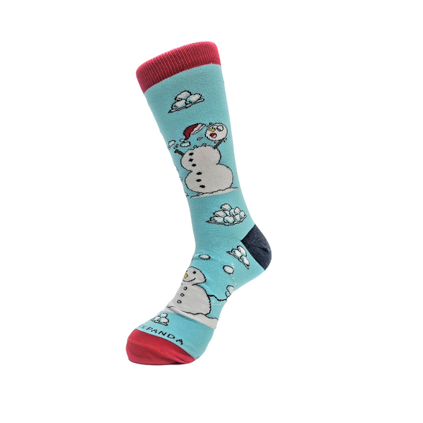 Snowman Snowball Fight Socks (Adult Large)