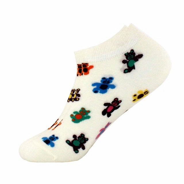 Teddy Bear Pattern Ankle Socks (Adult Medium - Women's Shoe Sizes 5-10)