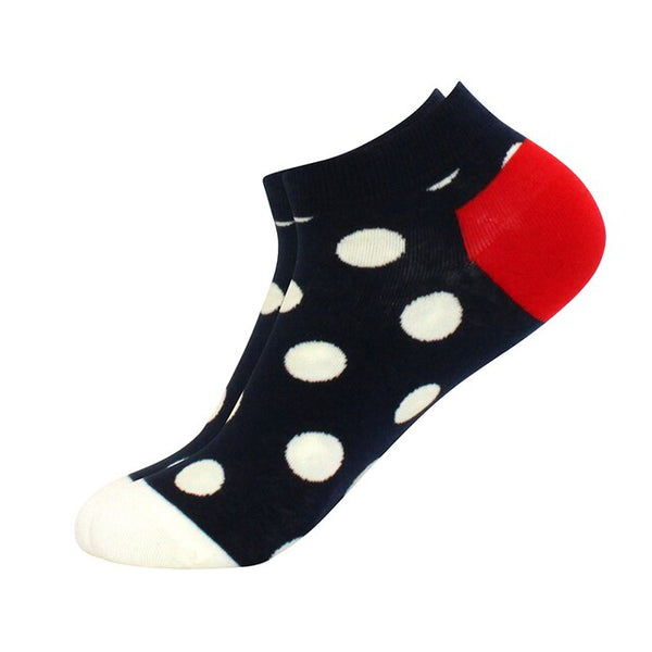 Navy Blue with White Polka Dots Ankle Socks (Adult Medium) from the Sock Panda