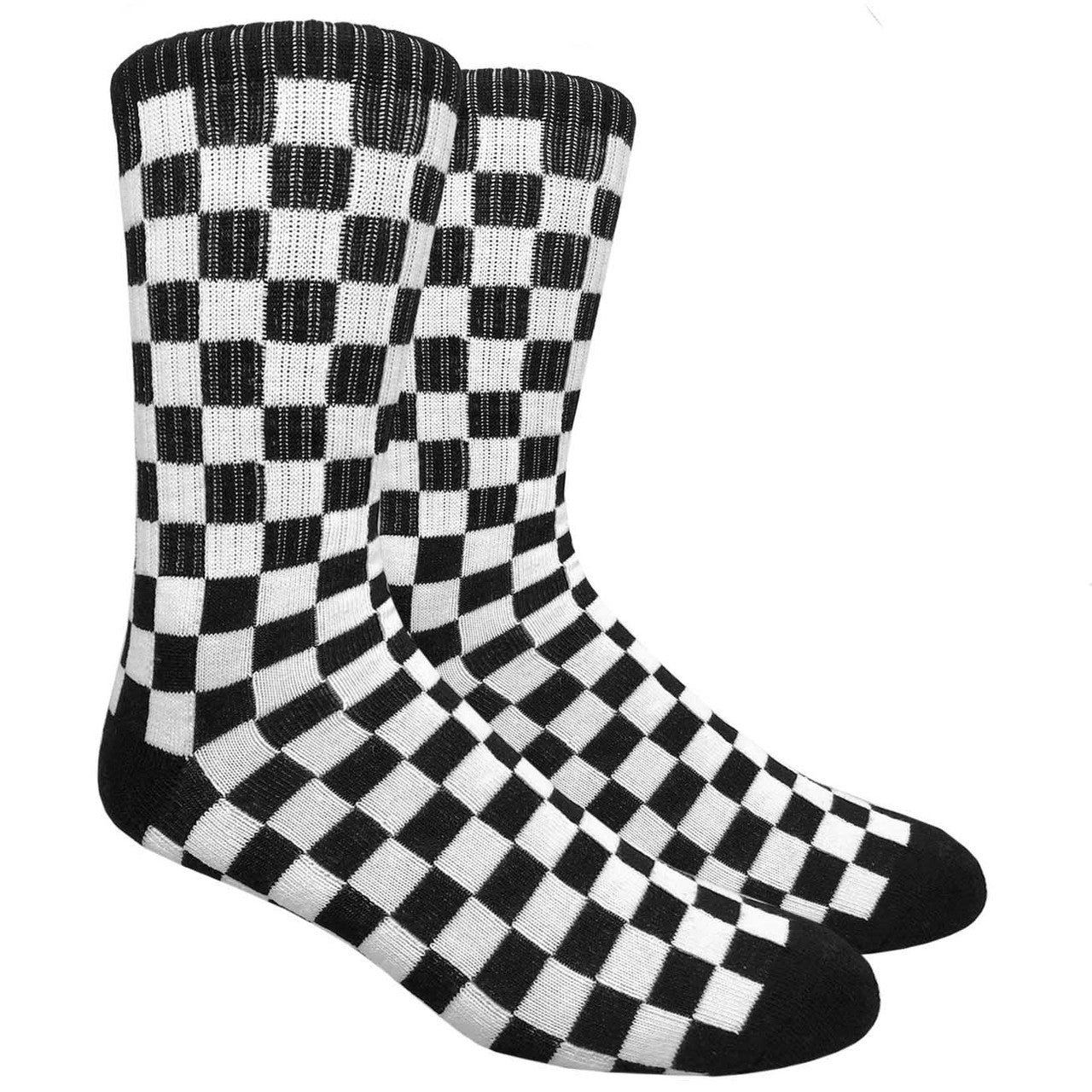 Black & White Checkered Socks (Adult Large - Men's Shoe Sizes 8-12)