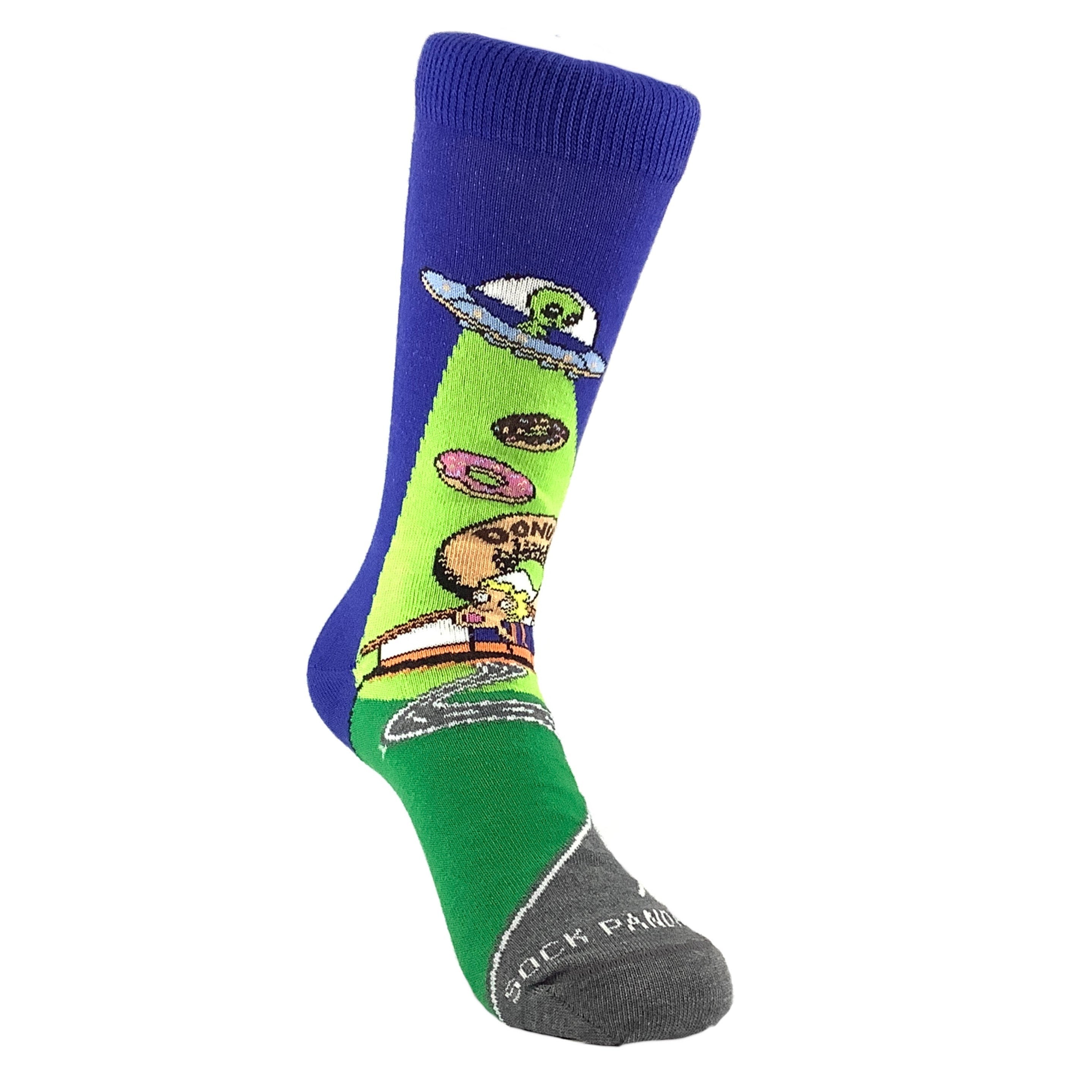Alien Spaceships Love Donuts Socks from the Sock Panda (Adult Small)